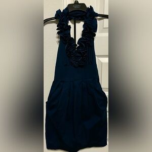 Ladies Navy Halter Dress